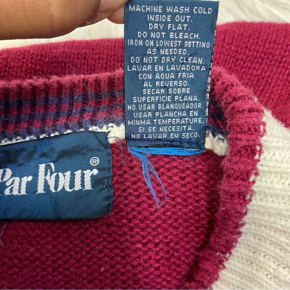Par Four Vintage 90’s Men's Multicolor Argyle Golf Golfer Printed Crew Sweater L - Picture 7 of 10